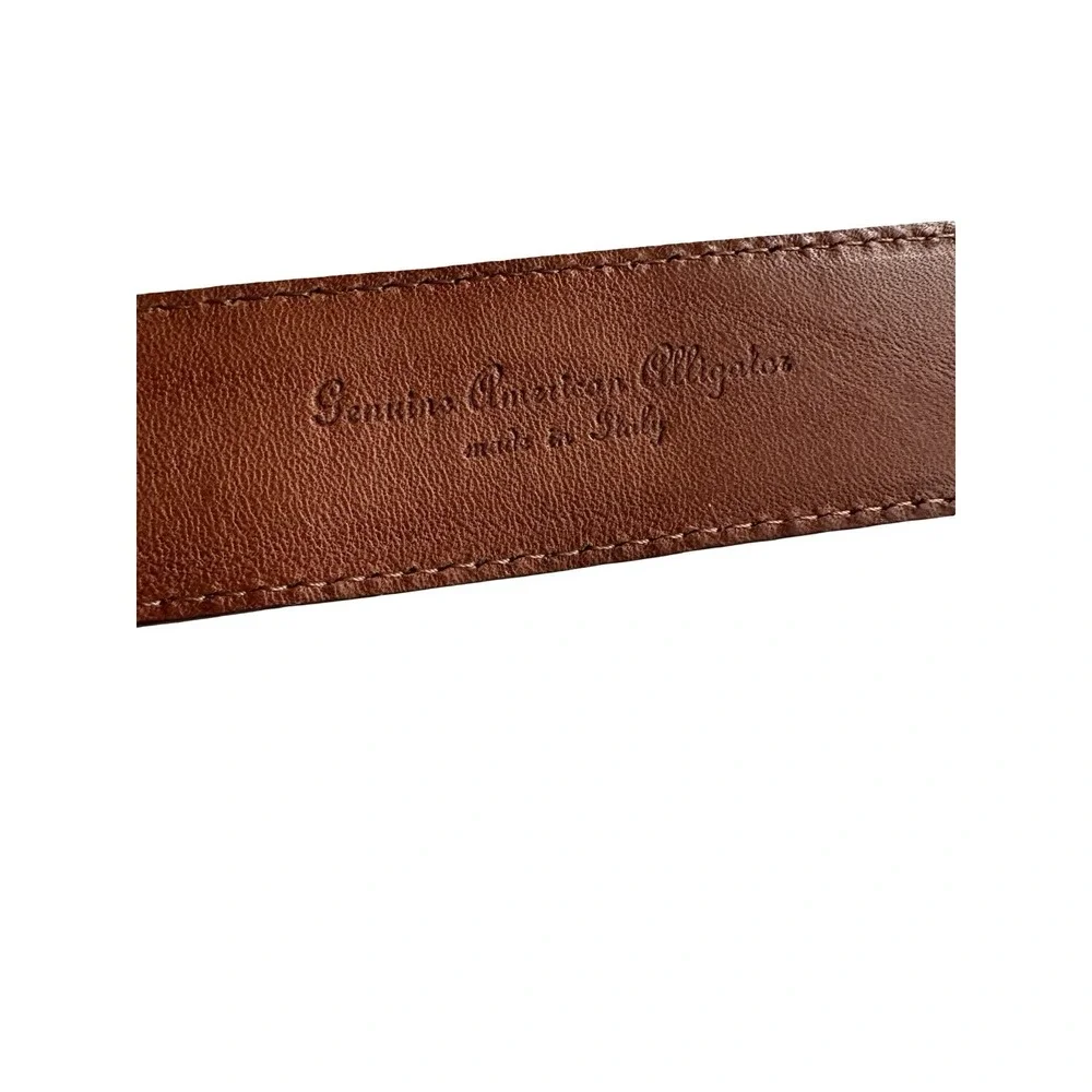 Bespoke Brown American Alligator Belt 1.25 Inch Solid Brass Buckle Made in Italy